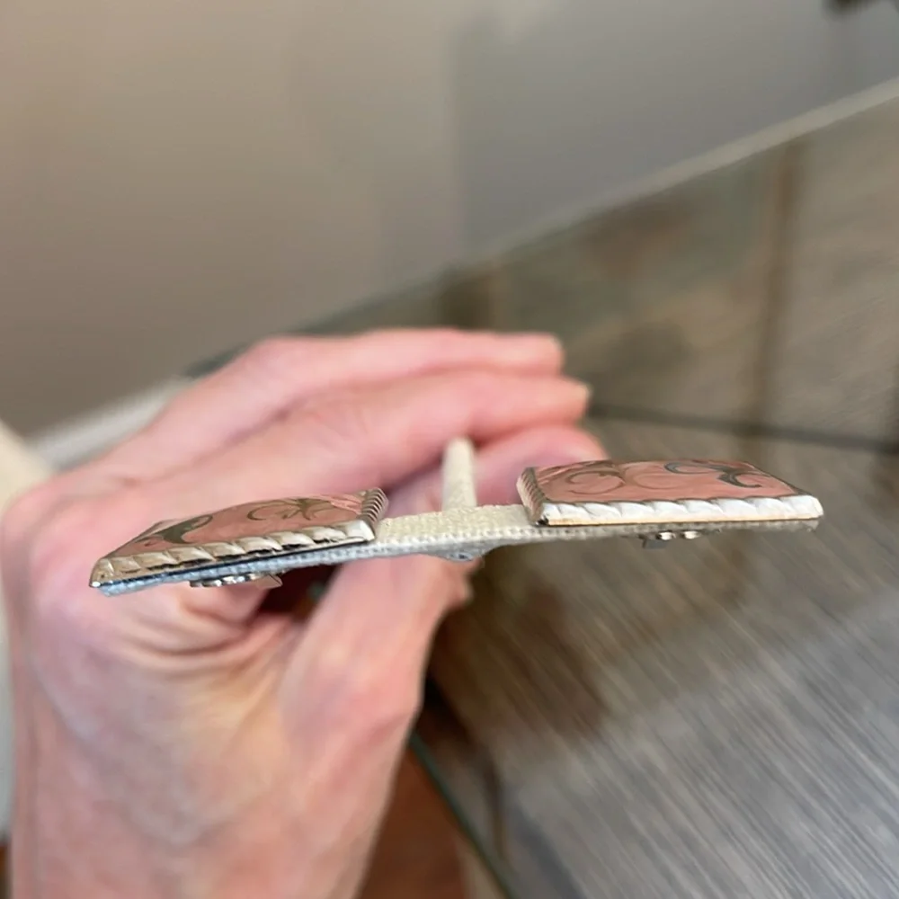 Vintage Square Rose Pink Swirled Pearlized Enamel Clip Earrings - Picture 13 of 15